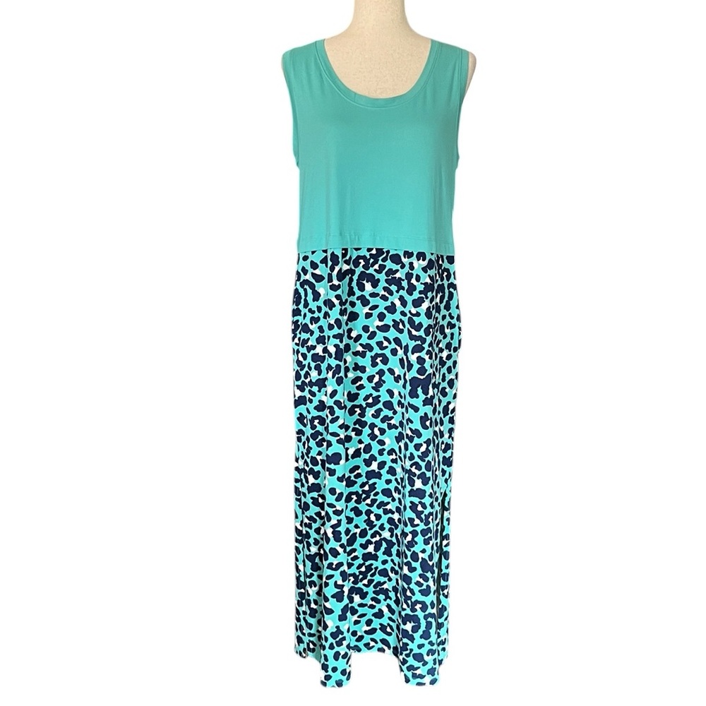 Cuddl Duds Teal Flexwear Women's Dress with Pockets